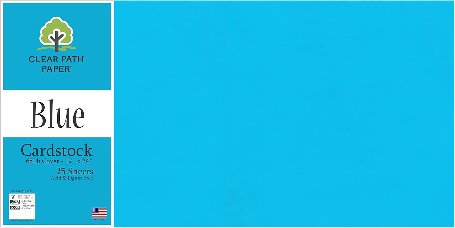 Clear Path Paper - Blue Cardstock - 12 x 24 inch - 65Lb Cover - 25 Sheets
