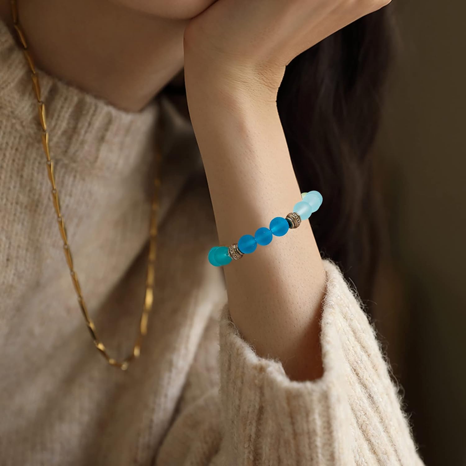 NBEADS 80 Pcs Tibetan Style Large Hole Spacer Beads, 8 Shapes Antique Bronze African Hair Beads, Alloy European Chains Beads for Bracelet Necklace DIY Jewelry Making, Hole: 1/6"~1/4" - Image 6