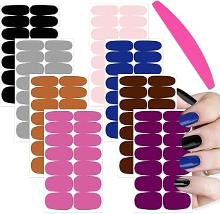 SILPECWEE 8 Sheets Nail Polish Strips Solid Color Nail Wraps Adhesive Nail Polish Stickers for Women Stick on Nails Gel Nail Strips with 1pc Nail File