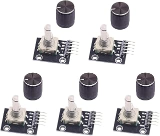 WayinTop 5pcs KY-040 360° Rotary Encoder Modules with Push Buttons for Arduino Raspberry Pi - Unlimited Rotation Counting