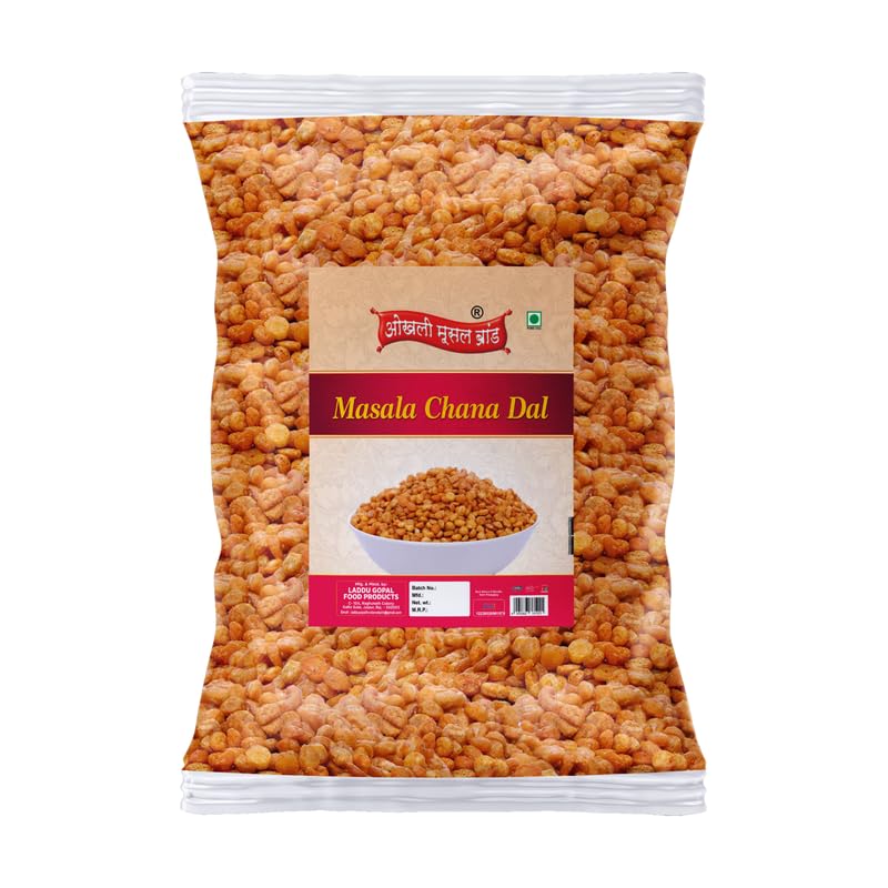 Image of OKHLI MUSAL BRAND Organic Namkeen | Organic Chana Dal Namkeen MASALA CHANA DAL | Fried in Groundnut Oil | Spicy & Crunchy | Healthy Indian Snacks Protein Rich Fried Chana Dal-250g*1Pack