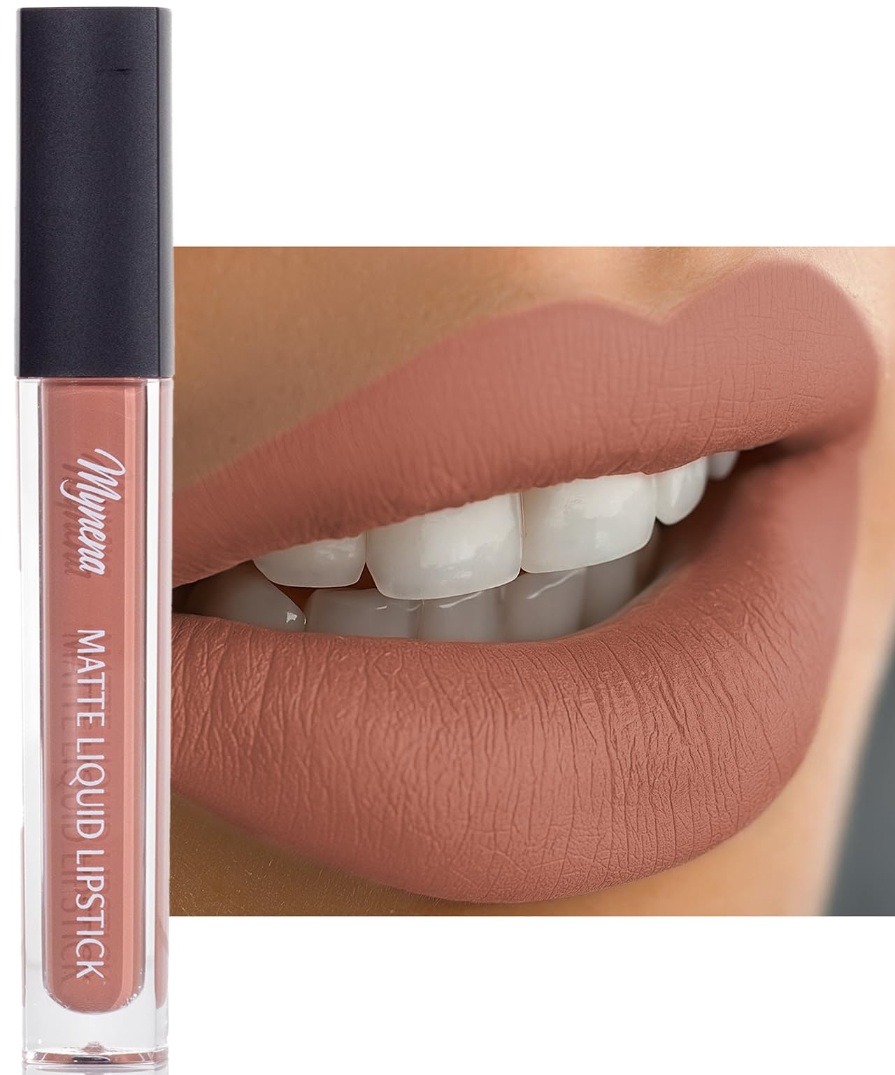Mynena Nude Peach Long Lasting Lipstick for Women Waterproof & Transfer-Proof | Hydrating with Shea Butter | Bold Pigment Matte Color Lip Stain | Talc-Free & Vegan Product that Performs | Avani