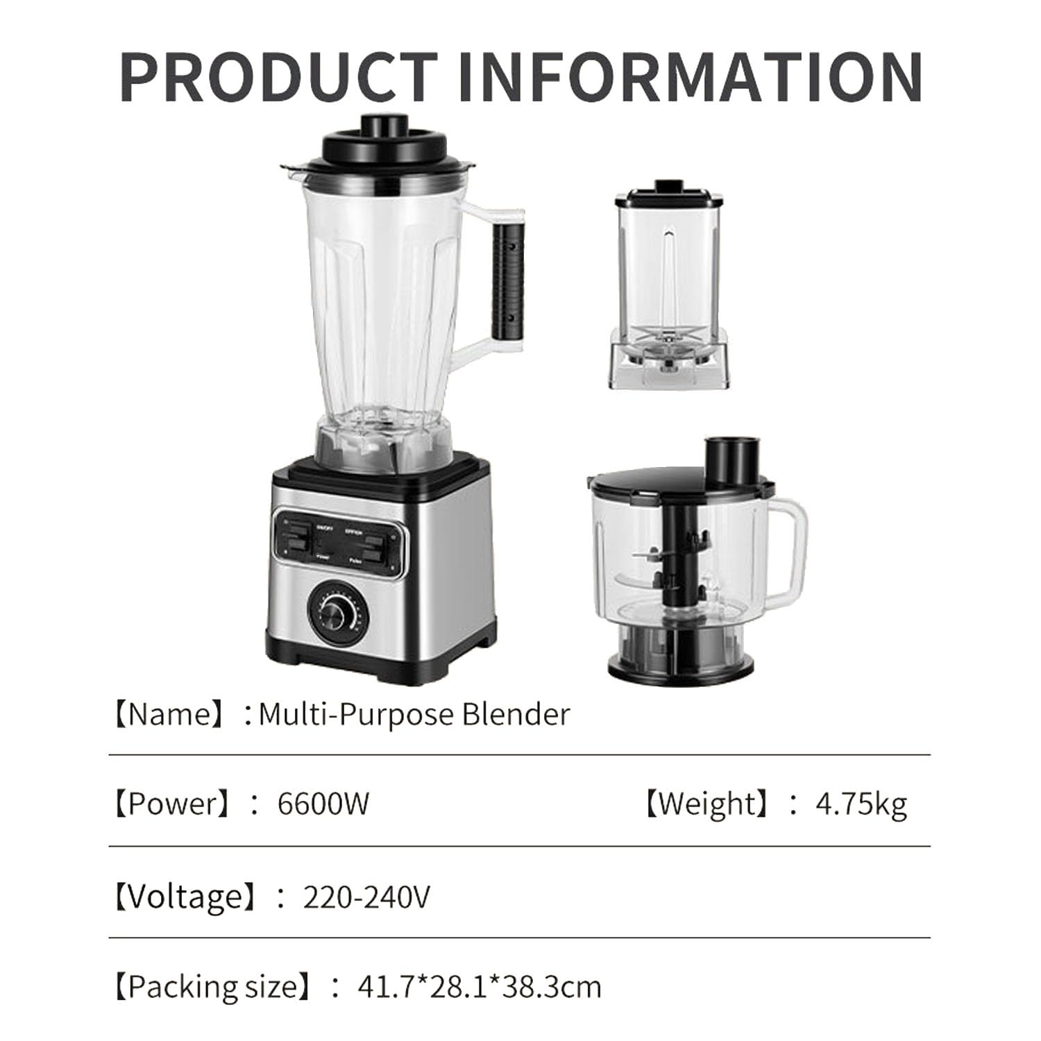 Máquina exprimidora, procesador de alimentos 3 en 1, molinillo de carne silencioso de 6600 W y licuadora de hielo para frutas y verduras, alta salida de jugo, aparato de cocina multifuncional