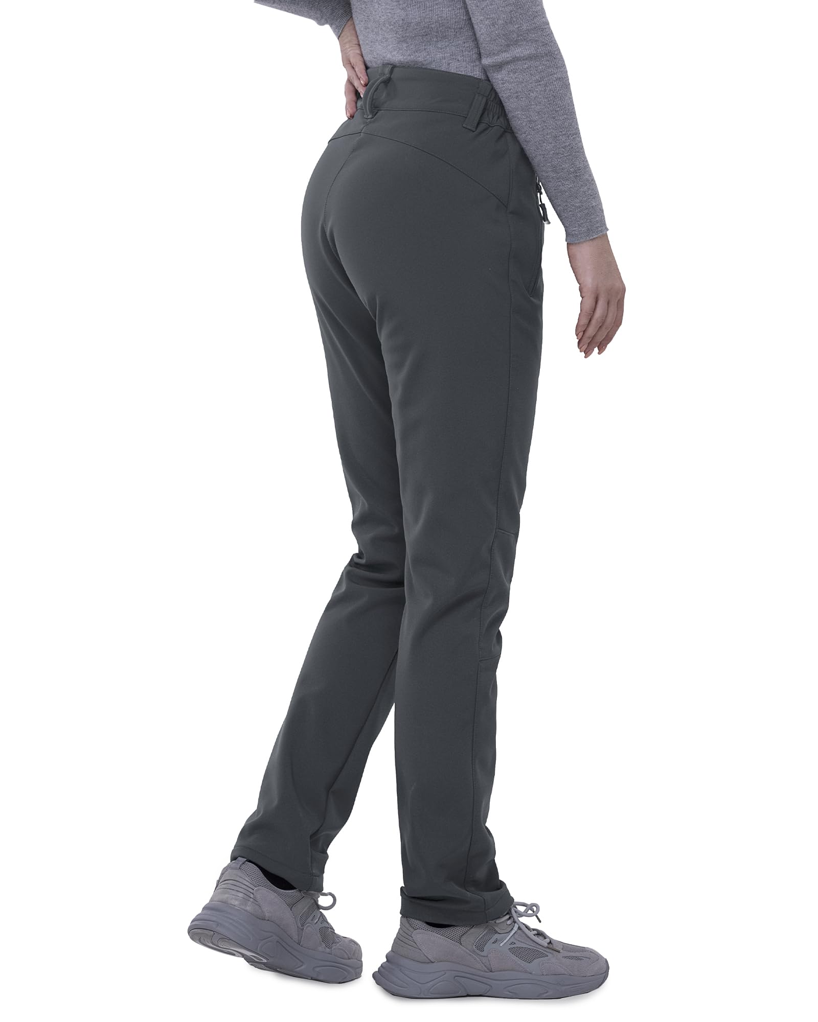 33,000ft Pantalon de randonnée pour femme - Imperméable - Pantalon de ski d'hiver chaud en softshell, gris foncé, XS | Pantalon thermique, doublé en polaire, pantalon de snowboard, respirant, séchage rapide, pantalon de trekking