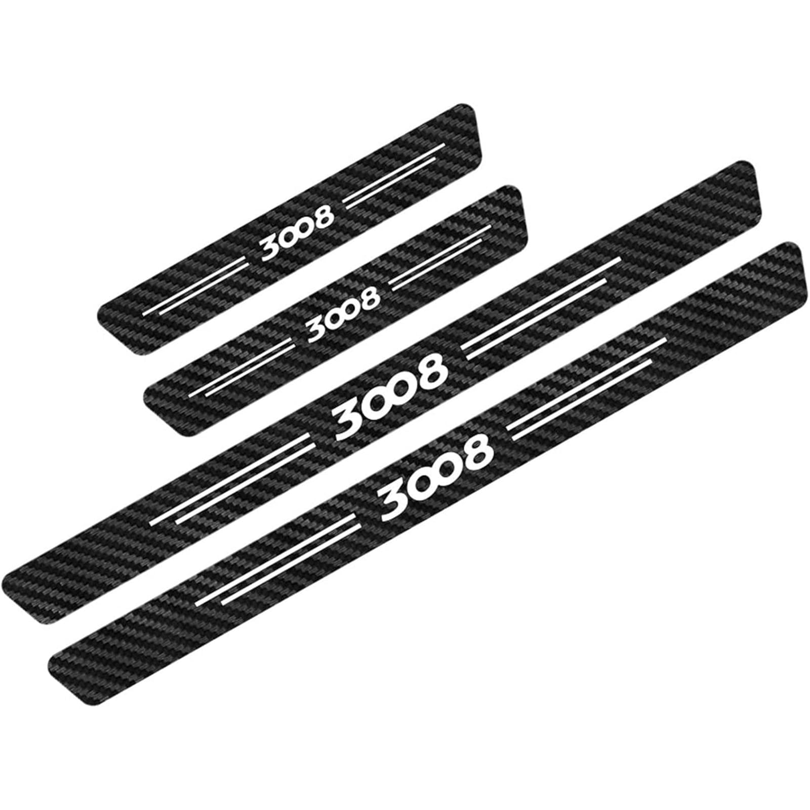 Klhywen White Car Door Sill Protector For Peu-Geot 3008, 4Pcs Anti Scratch Carbon Fiber Threshold Edge Entry Guard Stickers Kick Plates Styling Accessories,