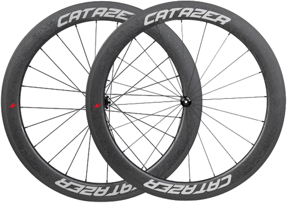 700C Road Bike Rim, CATAZER Carbon Fiber 25mm Width 55mm Depth Customized Weave UD/3K/UD Bowknot Asymmetric Rim for Cycling Racing