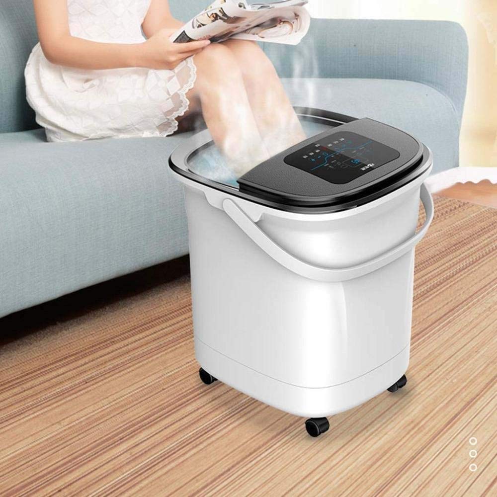 Masajeador de baño con pies de calor, masajeador de baño de spa, bola de masaje Shiatsu motorizada y rodillo de maíz, multimodos alivian la presión del pie, calentamiento automático, luz infrarroja