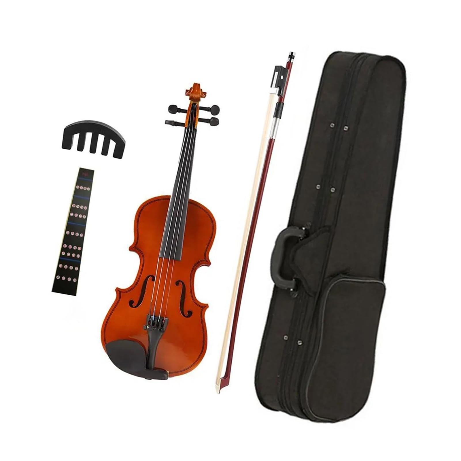 Violon En Bois Kit De Sourdine Pour Violon Acoustique 1/8 Avec Étui Et Archet(Brown)
