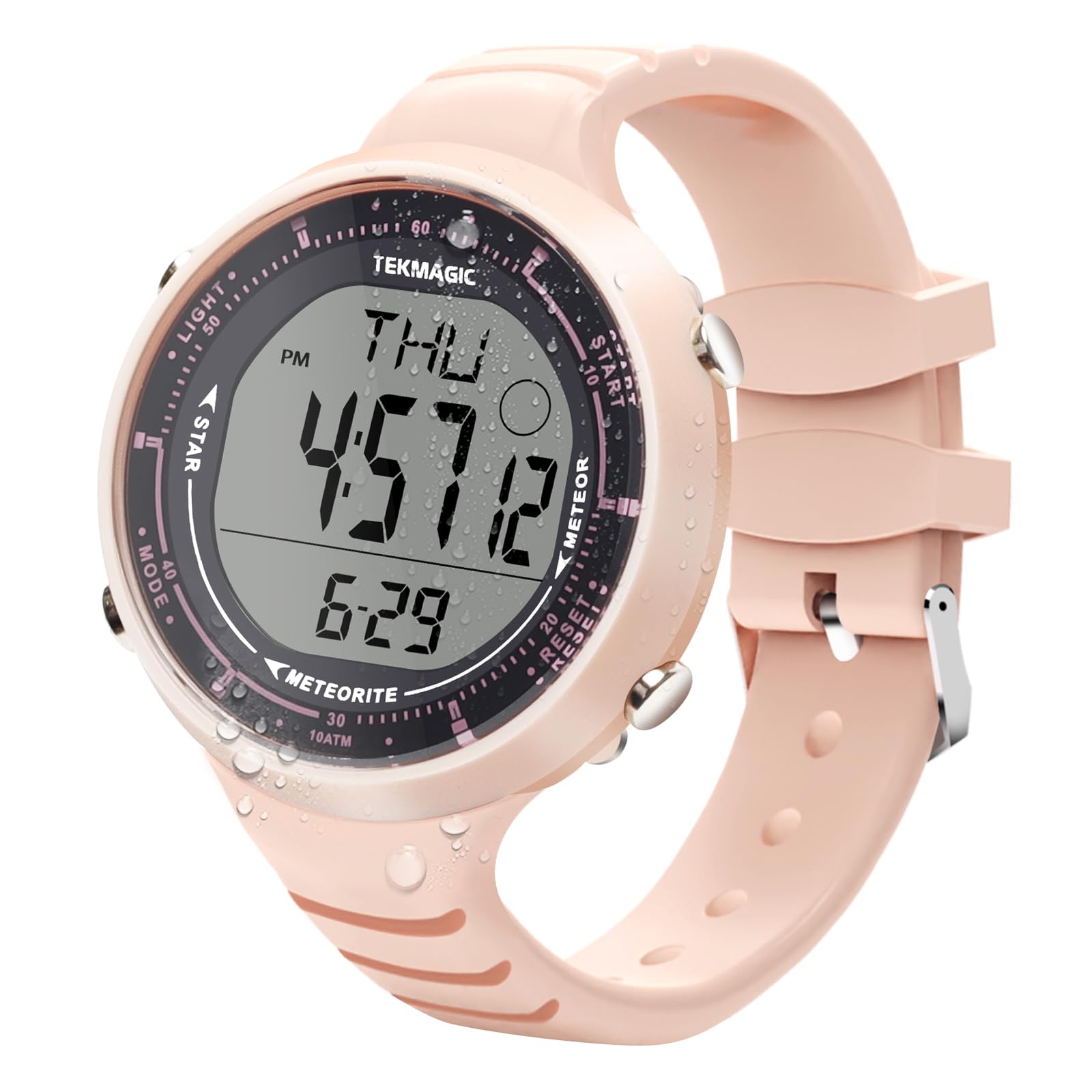 Femmes Filles Sports Natation Plongée Montre Bracelet 10 ATM Etanche, avec Fonctions de Réveil, Chronomètre, Compte à Rebours, Double Fuseau Horaire, Format 12 et 24 Heures Commutable, Bande Silicone