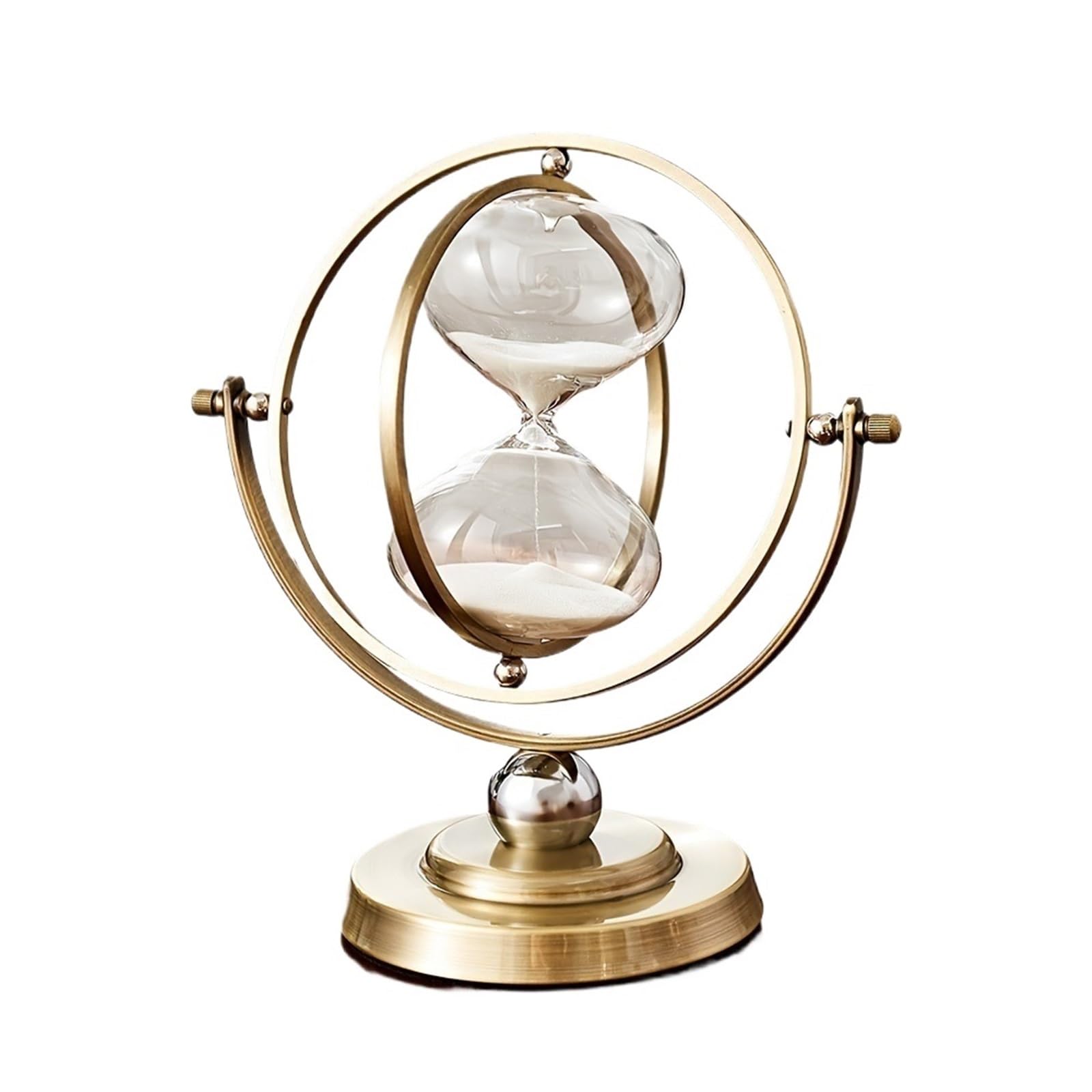 Vintage 30-Minute Sand Timer, 720° Rotating Metal & Glass Hourglass For Desk Decor