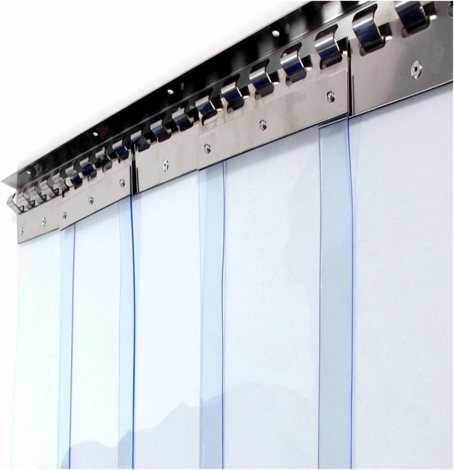 Rideau à lanières en PVC transparent 1,2x2,3m avec rail en acier