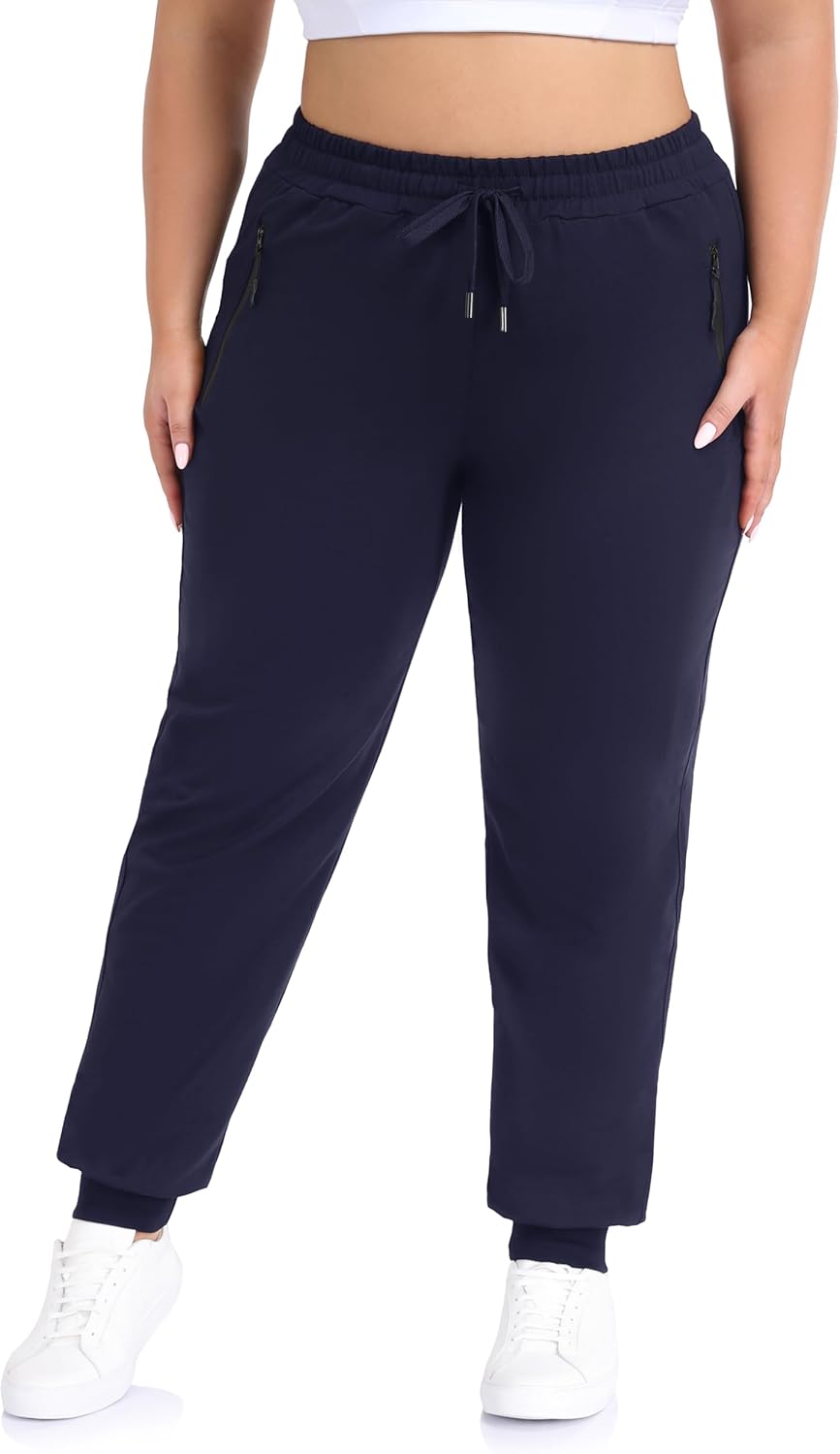 ZERDOCEAN Women's Plus Size Active Sweatpants Tapered Workout Caual Lounge Pants Joggers Pants Zippered Pockets - Image 2