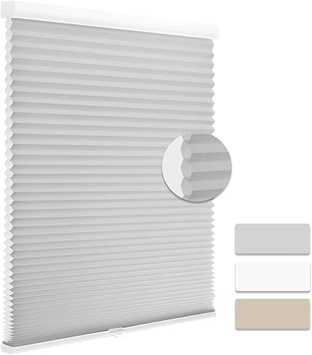 MYshade Persianas celulares sin cordones para ventanas de interior, con celda de panal, de 1.5 pulgadas, persianas de acordeón, fáciles de levantar,
