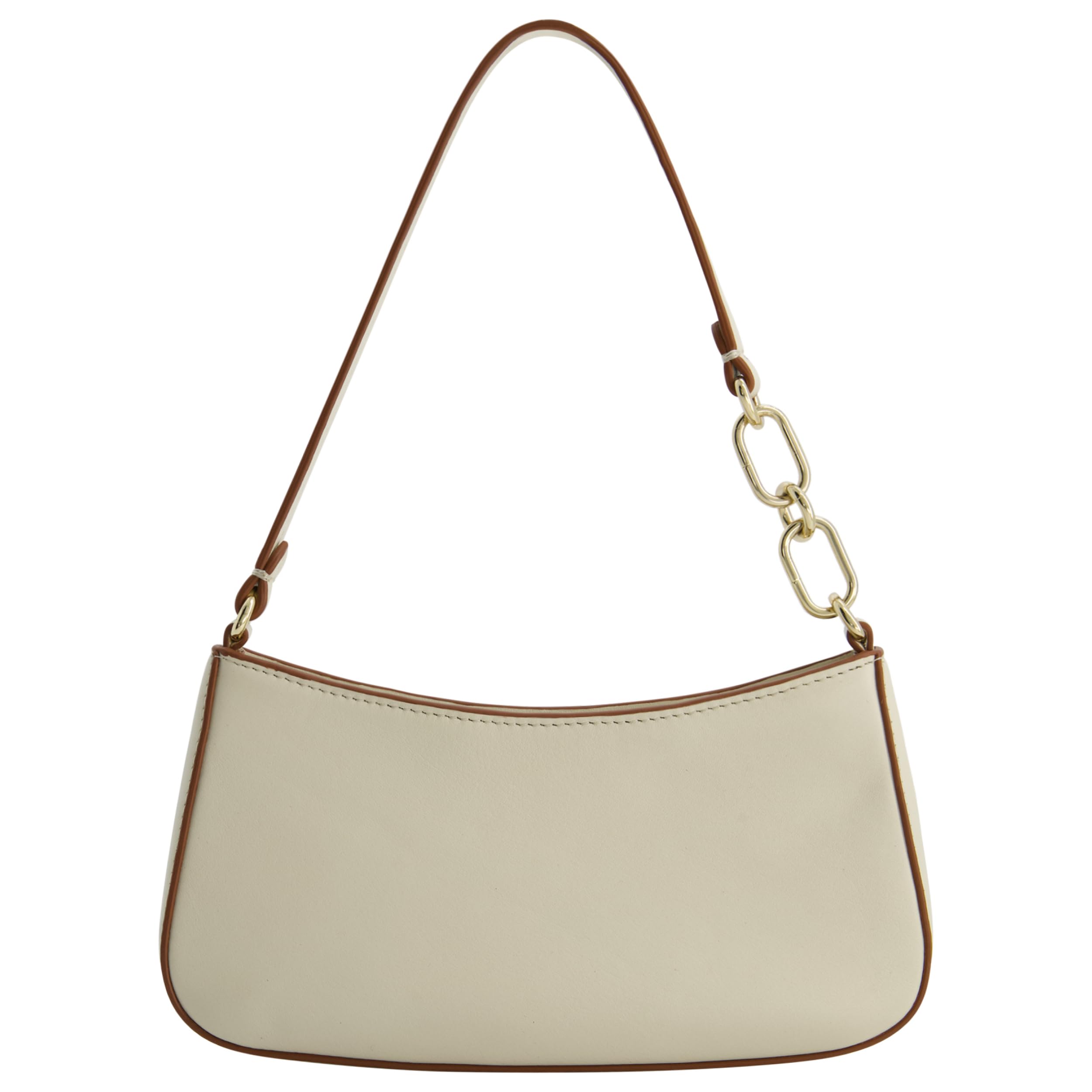 Concept One Fred Segal Shoulder Bag, Women's Leather Mini Handbag with Chain Shoulder Strap, Off White