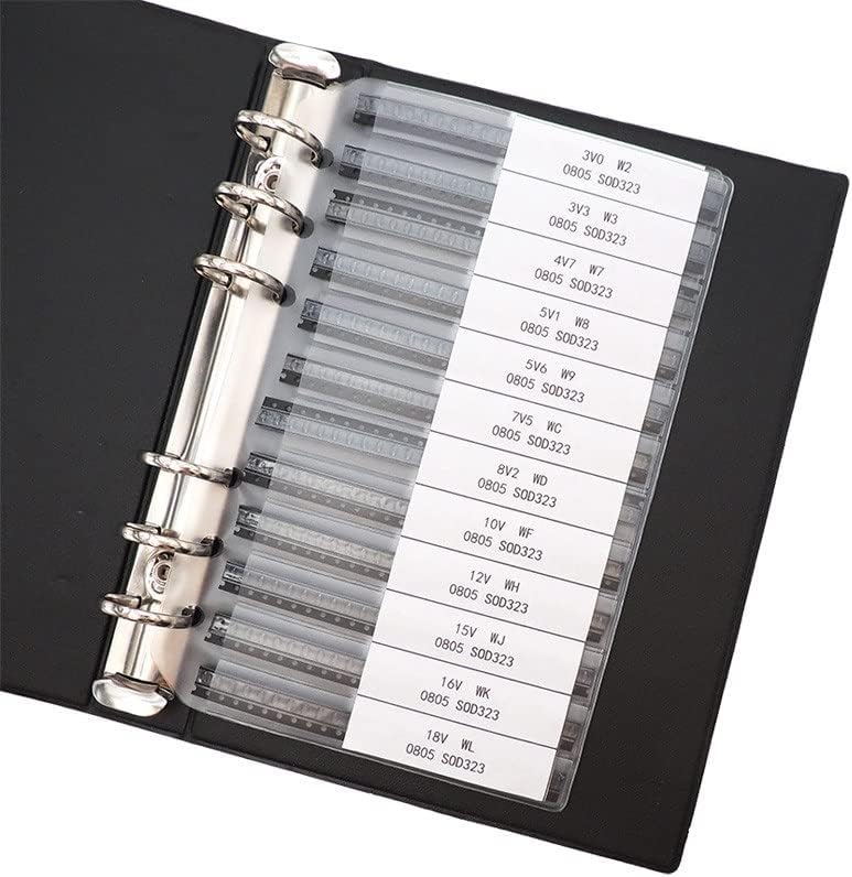 SMD Zener Diode Book SOD-323 0805 SOD-123 1206 2.4v-30v 28 Values Package Assorted Kit 0.5W 1/2W Eries Sample Book Sample Kit (Color : 123 323 56valuesX25)