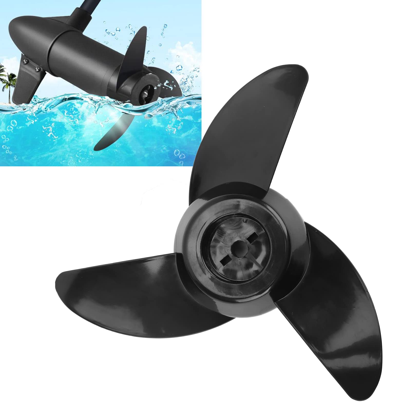 Akozon Elektro-Außenbord-Propeller-Set mit 3 Blättern für 28lb, 36lb, 46lb 12V 24V Trolling-Motoren, Zubehör