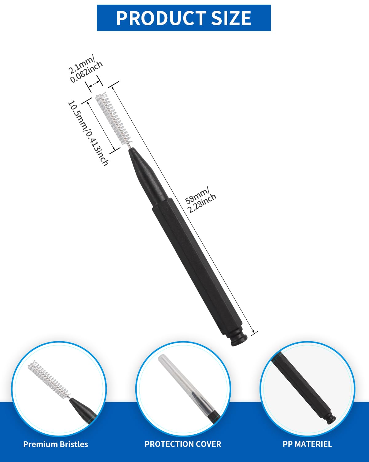 Cepillos interdentales, 80 piezas de cepillos entre dientes, palillos de dientes para aparatos ortopédicos, cabezal de hilo dental para herramientas de limpieza bucal de dientes, color negro