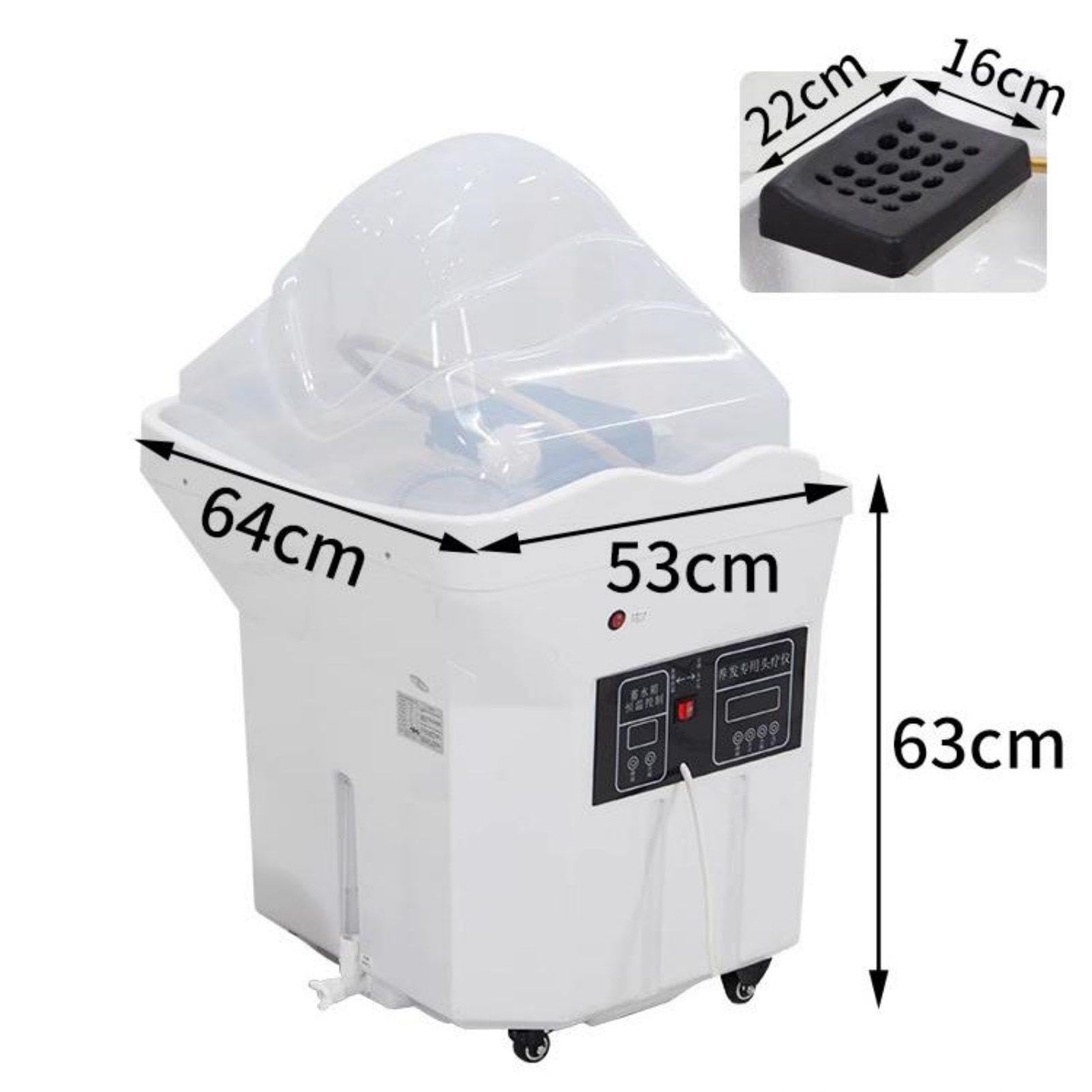 Japanische Head-Spa-Ausrüstung Mobiles Shampoo-Becken für Massage-Shampoo-Bett mit 60-l-Wassertank 4 Universalräder Shampoo-Becken All-in-One-Shampoogerät,Standard