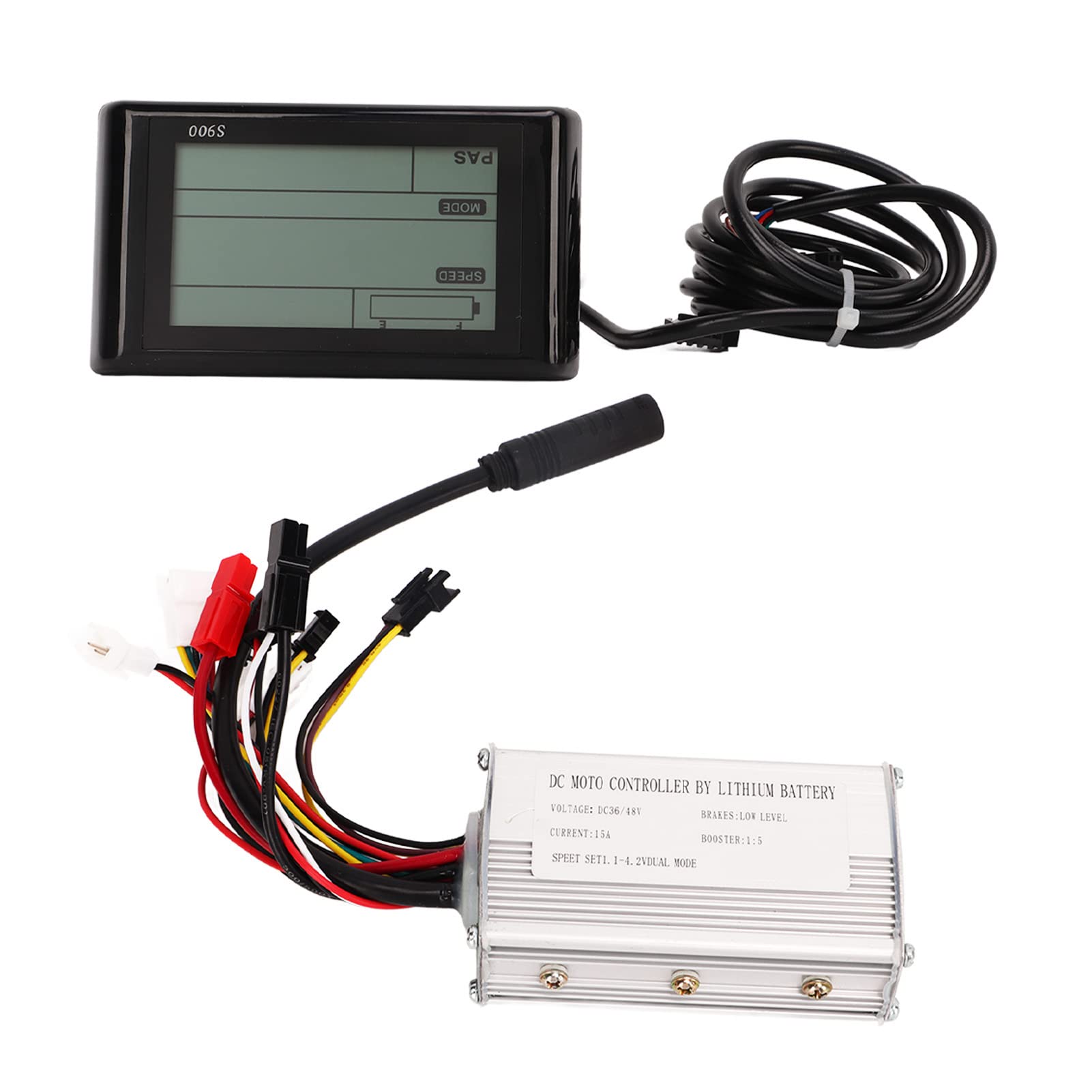 BuyWeek Kit Controller Bici Elettrica, 36V 48V 250W 15A Controller Motore Brushless in Lega di Alluminio Regolatore di Velocità con S900 Pannello LCD e Acceleratore a Pollice