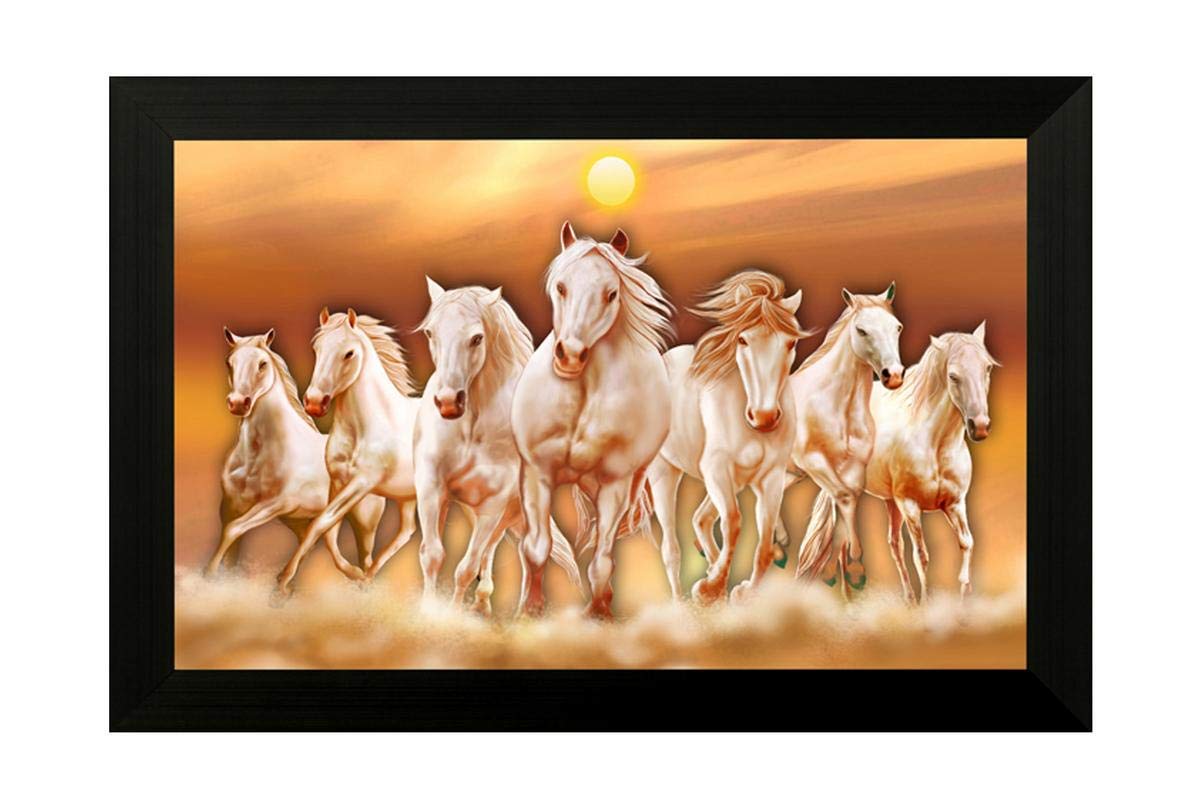 Buy NOBILITY Seven Lucky Running Vastu Horses Painting Wall Art Online