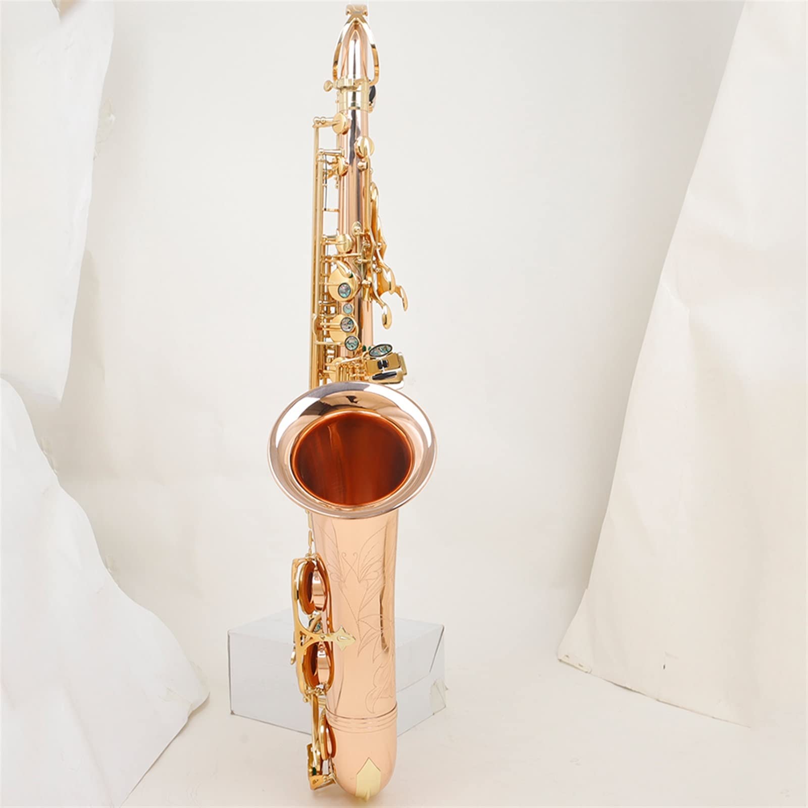 Saxofón Profesional Saxofón Profesional BB, Saxofón Tenor De Bronce Fosforado, Saxofón con Llave Dorada Tallada En El Cuerpo