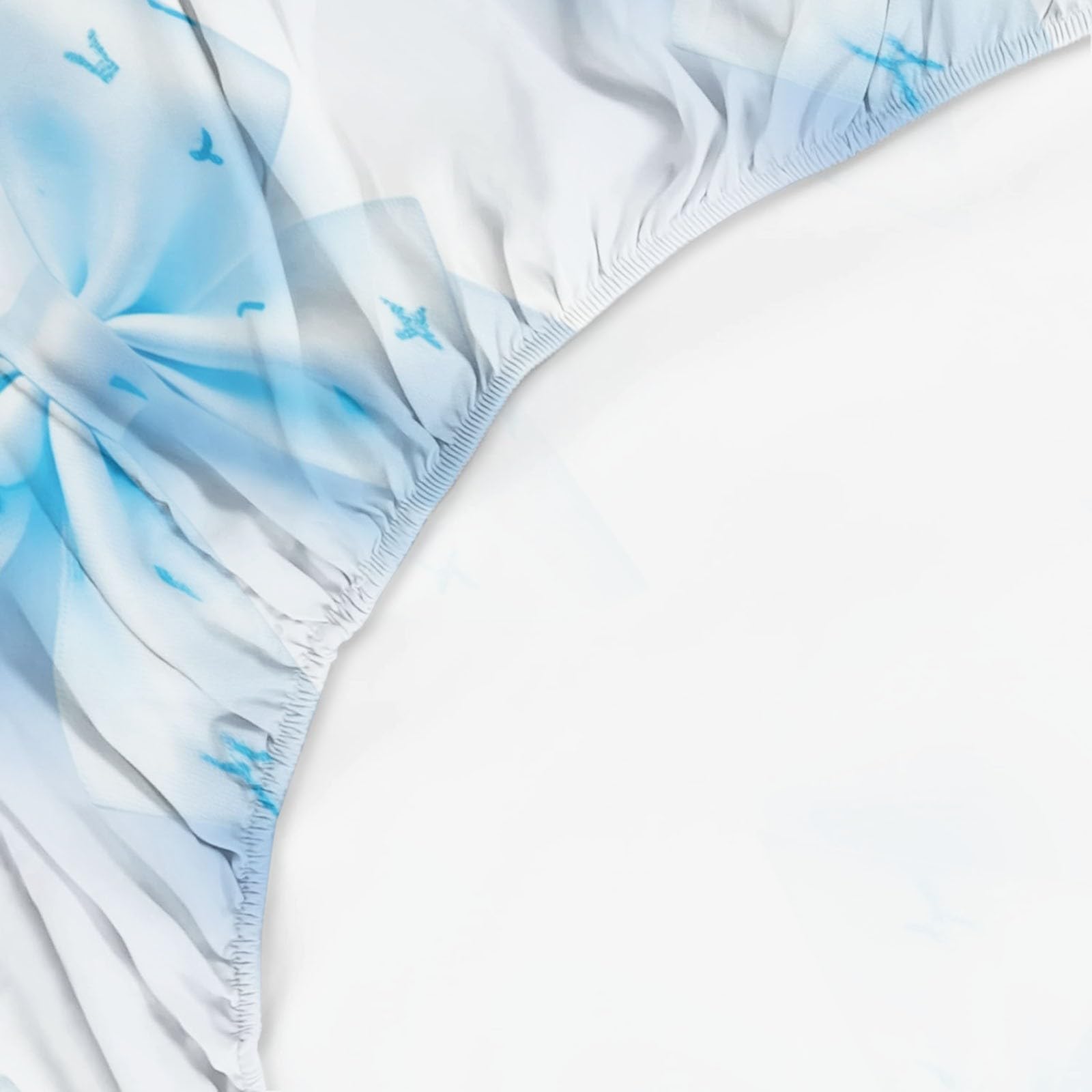 Fitted Sheets 180 x 200 Weiche Luxus Microfaser Bogen, frisch, blau für Kinder & Erwachsene, Bedrucktes Spannbettlaken Bettlaken Set,Geeignet für Matratzen bis 31cm blau und weiß