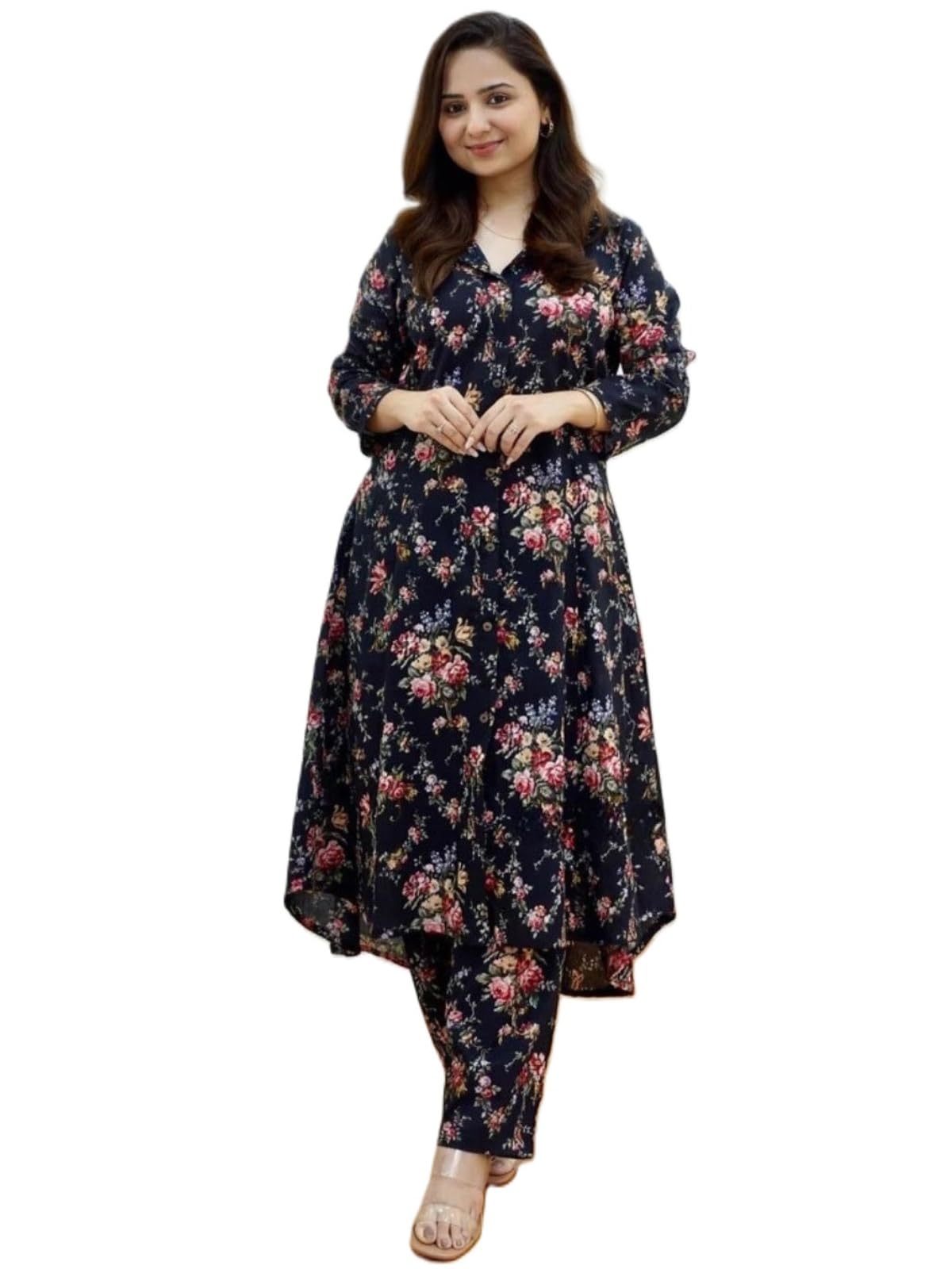 dhruvi trendz Anarkali Kurta-Set for Women – Viscose Rayon Printed Kurta & Straight Pant | Festive Ethnic Indian Traditional Outfit for Functions & Puja | Lightweight Two Piece Dress for Daily Wear & Holiday Look | 3/4 Sleeve-picture-56