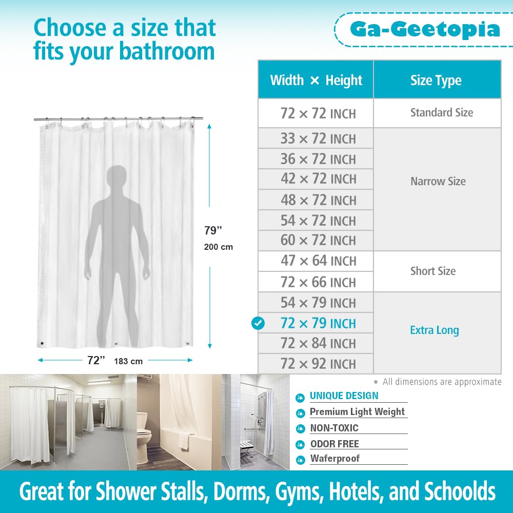 Rideau De Douche Holographique Extra Long 3D Cube D'Eau - 183x203 Cm, EVA, 12 œillets, Ourlet Aimanté
