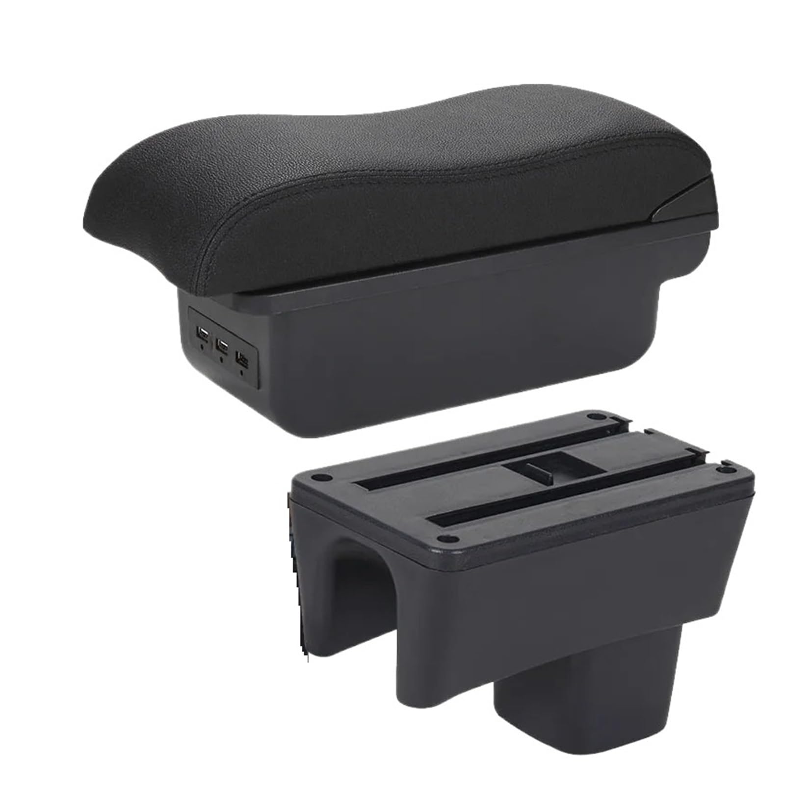 For Suzuki For Swift 2005-2025 Car Armrest Curved Surface Storage Box Dedicated Car Centre Console Armrest Box(B2 Black line 3USB)