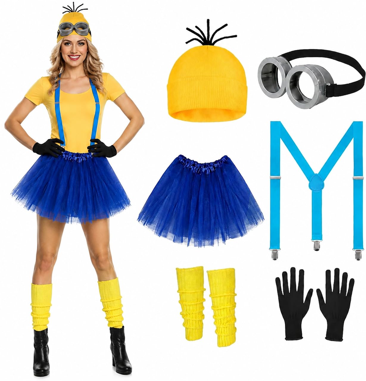 6 Pcs Women's Halloween Costume Accessories Set for Women Yellow