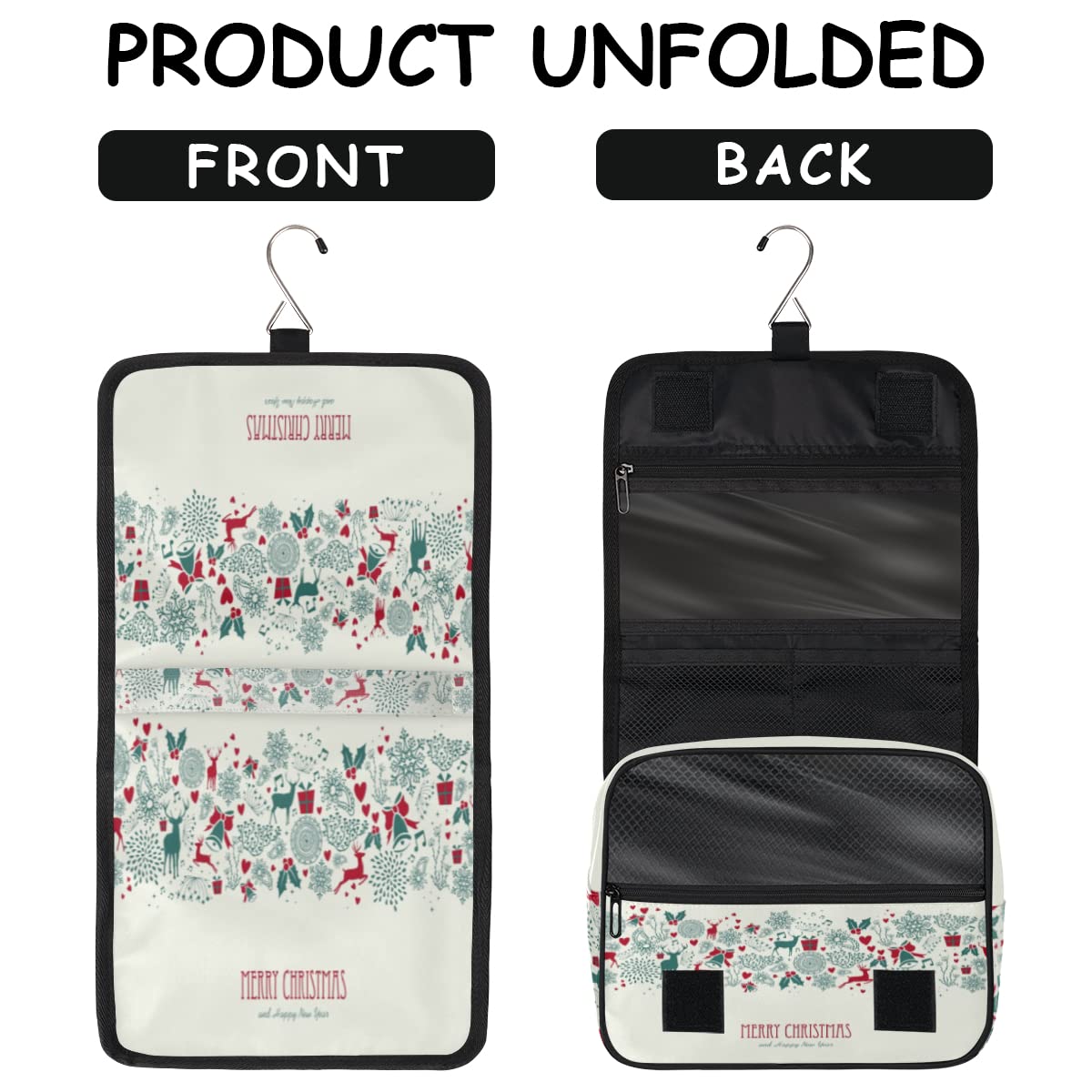 Wesołych Świąt Podróżna Kosmetyczka Wesołych Świąt Kosmetyczka Do Mycia Torebka Unisex Wiszące Kosmetyki Kosmetyki Organizer Do Makij, wielobarwny, Jeden rozmiar