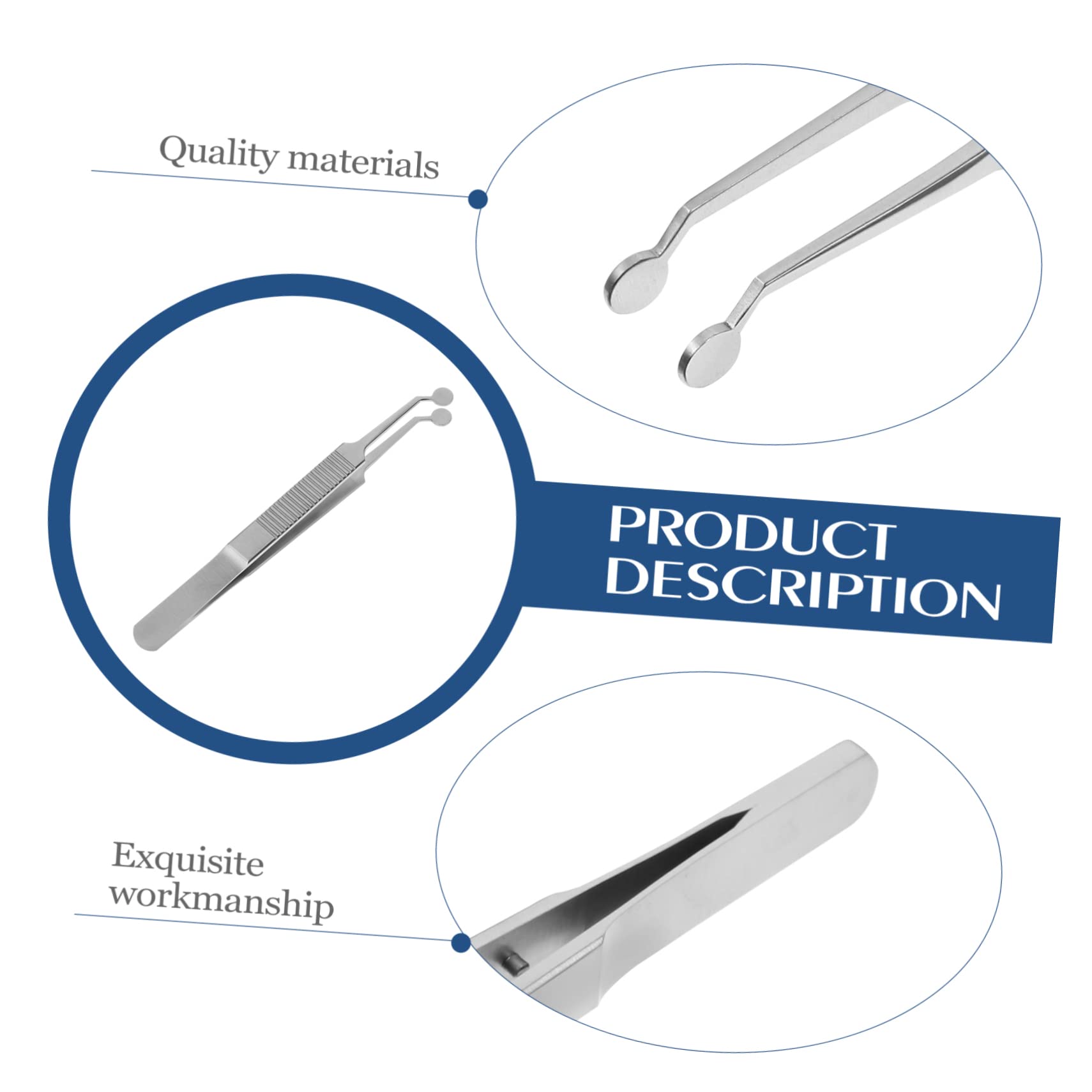 CANIGHT Gland Expressor Tweezer Smooth Paddle Eyelid Massage Tool Round Tip Stainless Steel Brow Tweezers