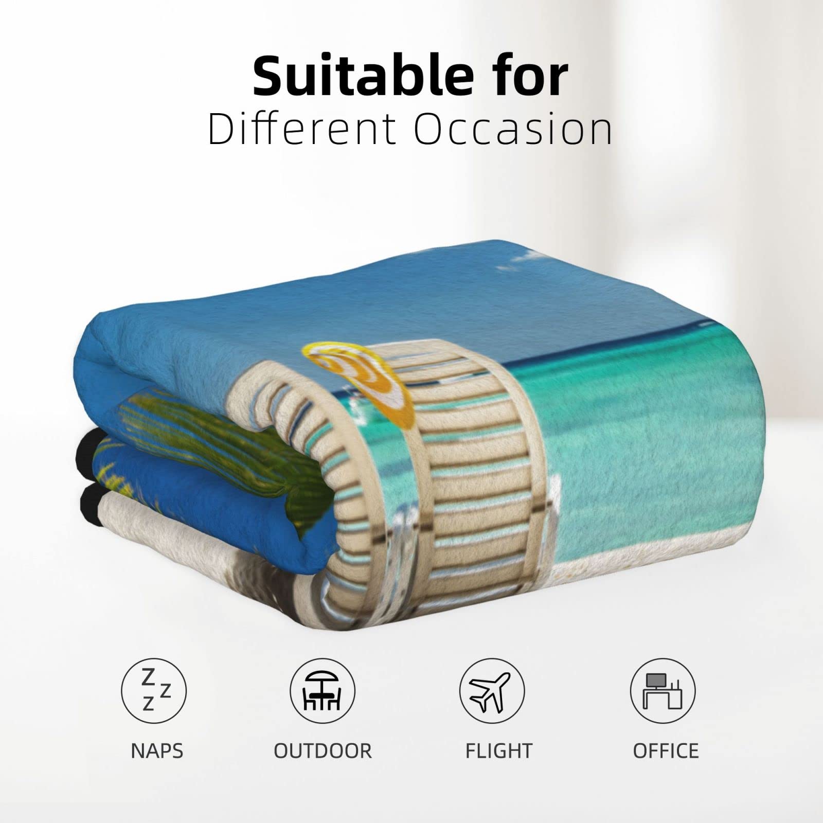 Couverture double face en polaire 203 x 152 cm - Pour la plage, les fauteuils, les bateaux, les canapés et les voyages