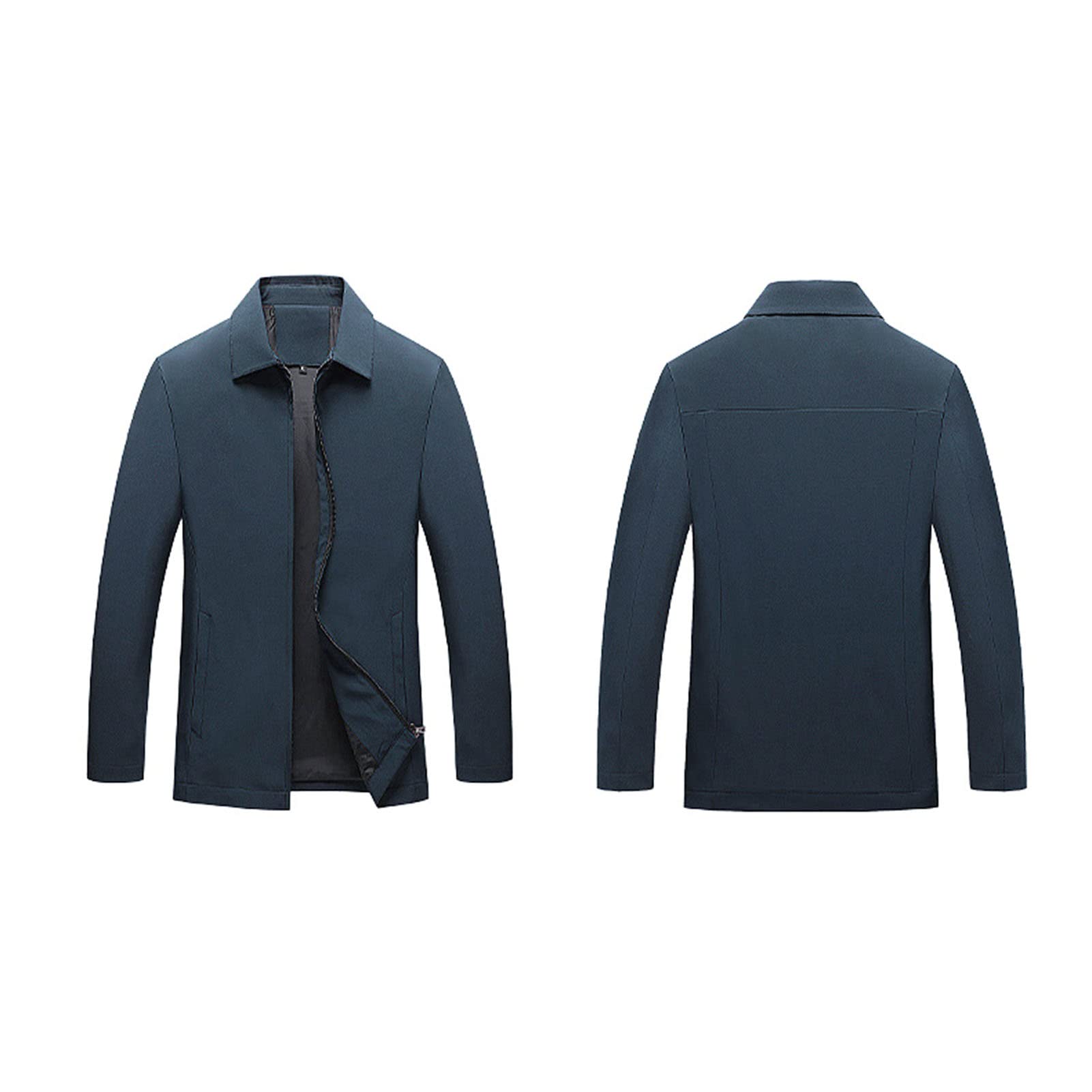 Maiyifu-GJ Men's Full Zip Windproof Jacket Lightweight Lapel Slim Fit Casual Coat Outdoor Spring Long Sleeve Windbreaker (Dark Green,4X-Large)