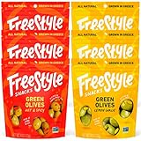 Freestyle Snacks Olive Packs - Bundle of 2 Flavors - Hot & Spicy, 4oz (3 Pack) plus Lemon Garlic, 4o