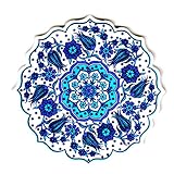 F1 evIM Hand Art Ceramic Trivet - Ottoman Anatolian Decorative Organic Paint Iznik Trivet - Scratch...