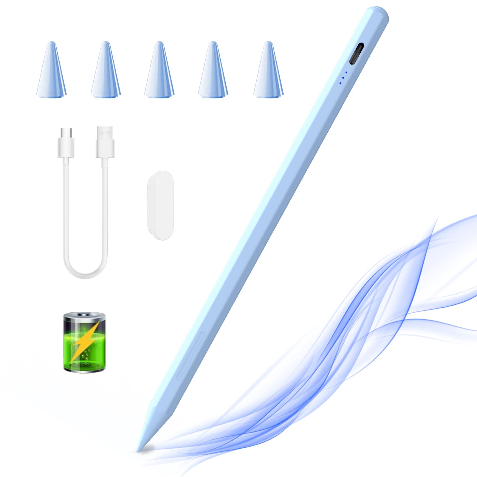 Stylus Pen for iPad 6th-11th Generation,Fast Charge Apple iPad Stylus Pencil with Palm Rejection,Compatible with 2018-2025 i Pad 6/7/8/9/10/11 Gen,