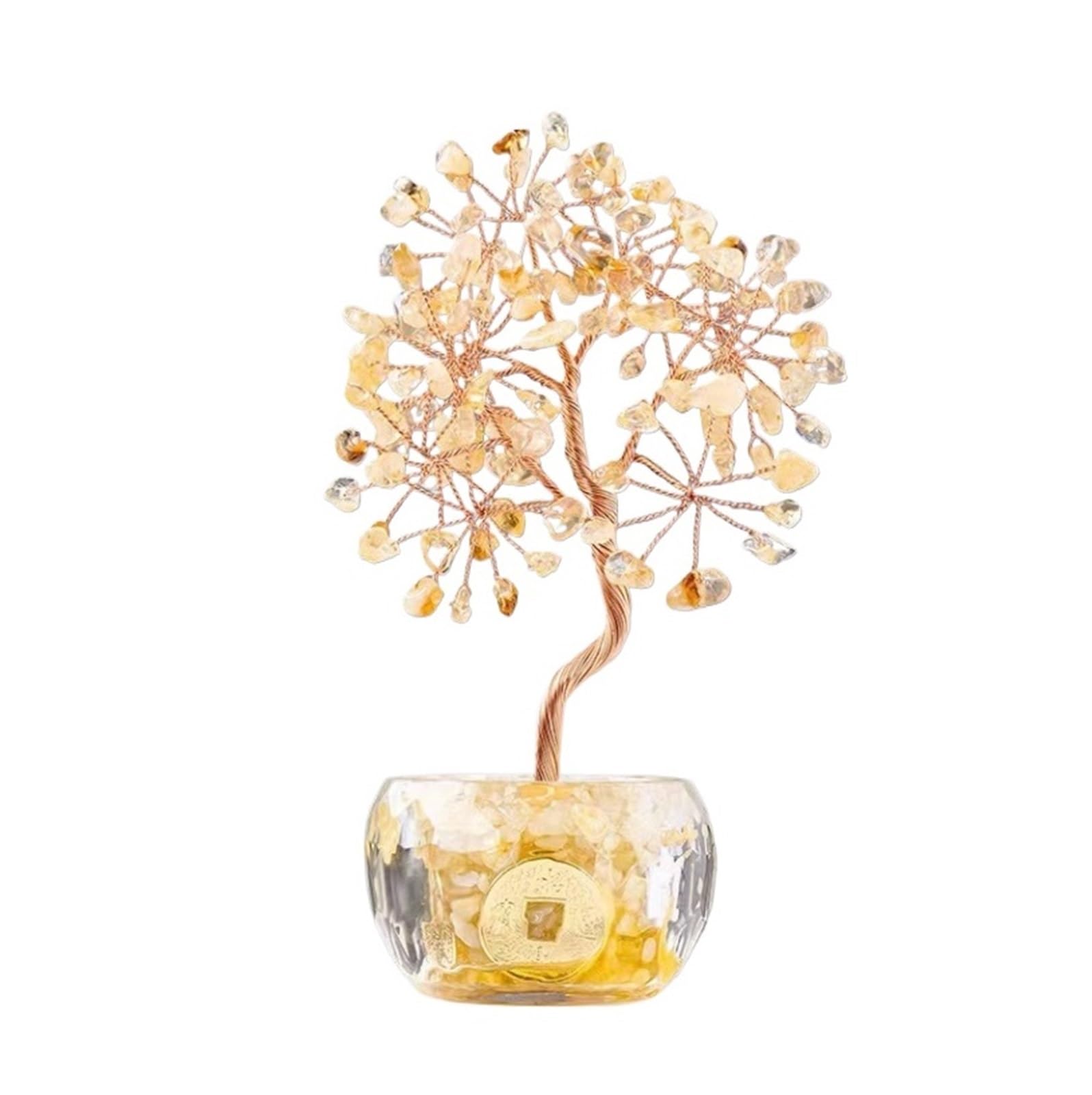 crystal tree， Crystal Tree Crystals Trees With Gemstone Stone For Home Office Good Luck Decor Fengshui Decorations(Gold)