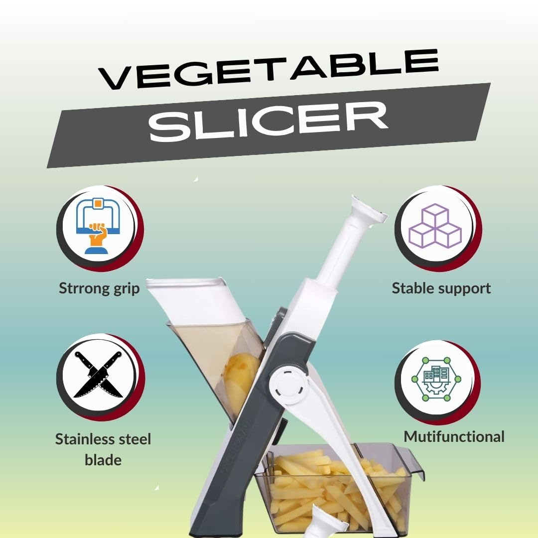 Picadora de verduras, Picadora de verduras, cortadora patatas ajustable, cubos, cebolla, fritas, alimentos