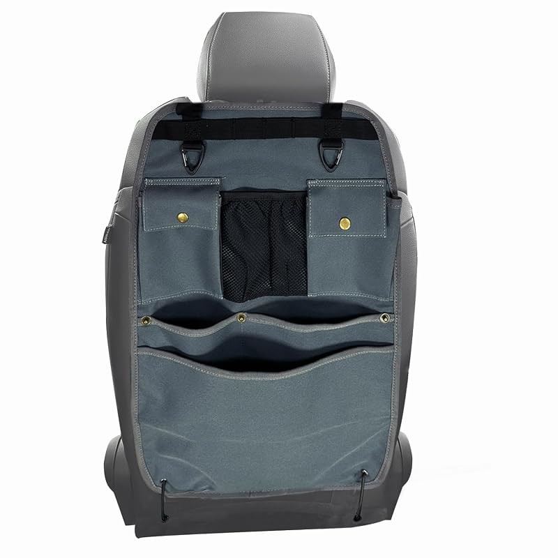 Organizador para Encosto de Banco Automotivo BEATUNEE com Bolsos e Ganchos, Cinza