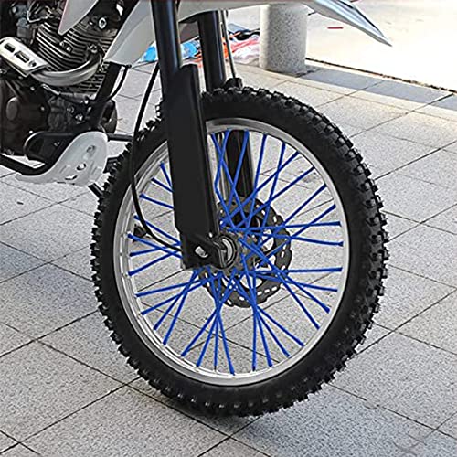 Image of 72 PCS Universal Spoke Skins Motorcycle Dirt Bikes Colorful Protective Trim Wrap Cover Wheel Guard for Yamaha Kawasaki Suzuki(Blue)