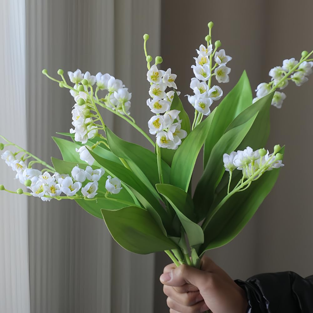 Fleurs de muguet artificielles blanches en lot de 5 pour une decoration de table reussie