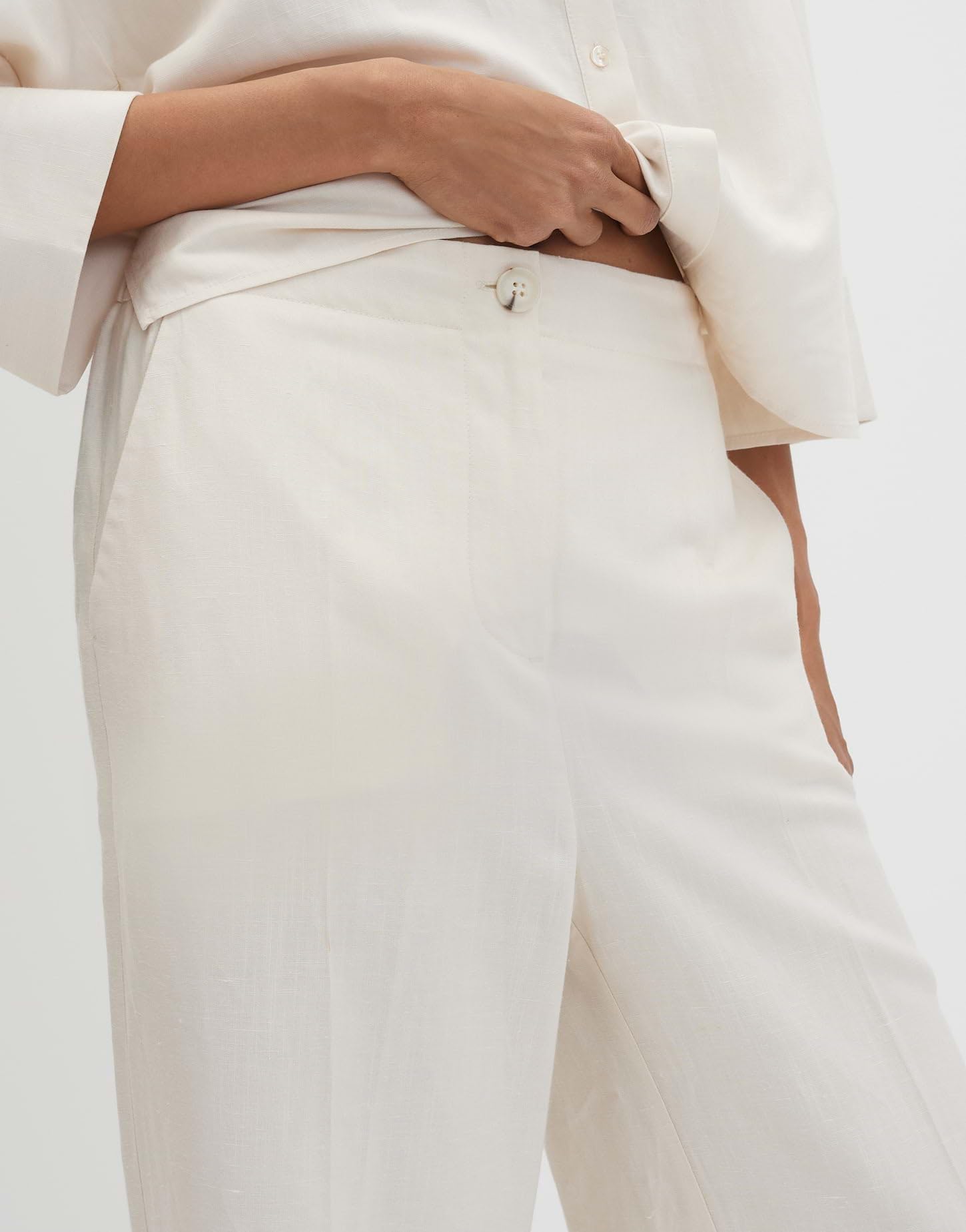 someday Damen Culotte | CELINO Cropped Linen Culotte aus Viskose Leinen Mix