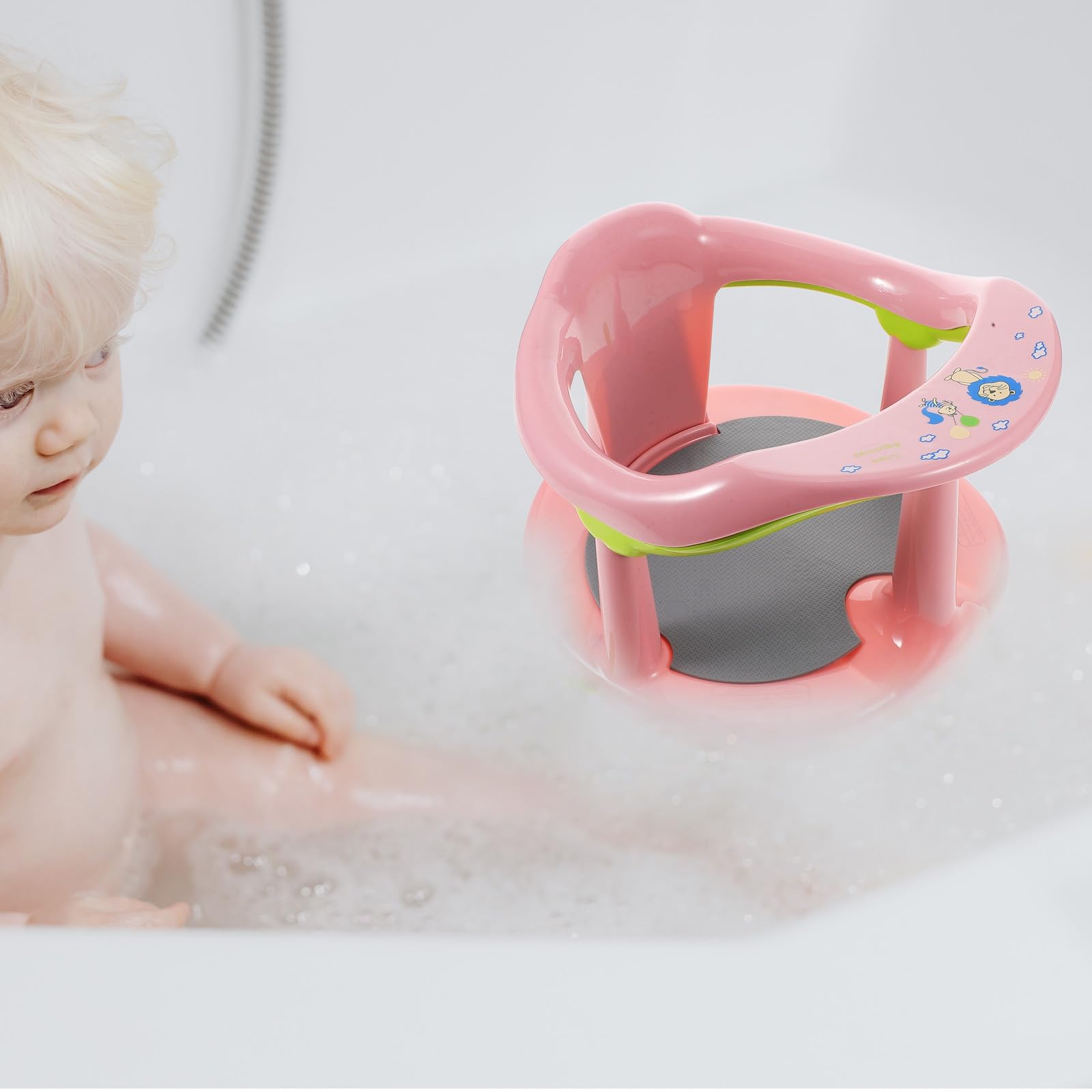 Mipcase Asiento de Baño para Bebés Rosa Antideslizante Material Pp y Tpr, Fácil de Transportar y Almacenar para Recién Nacidos E Infantes