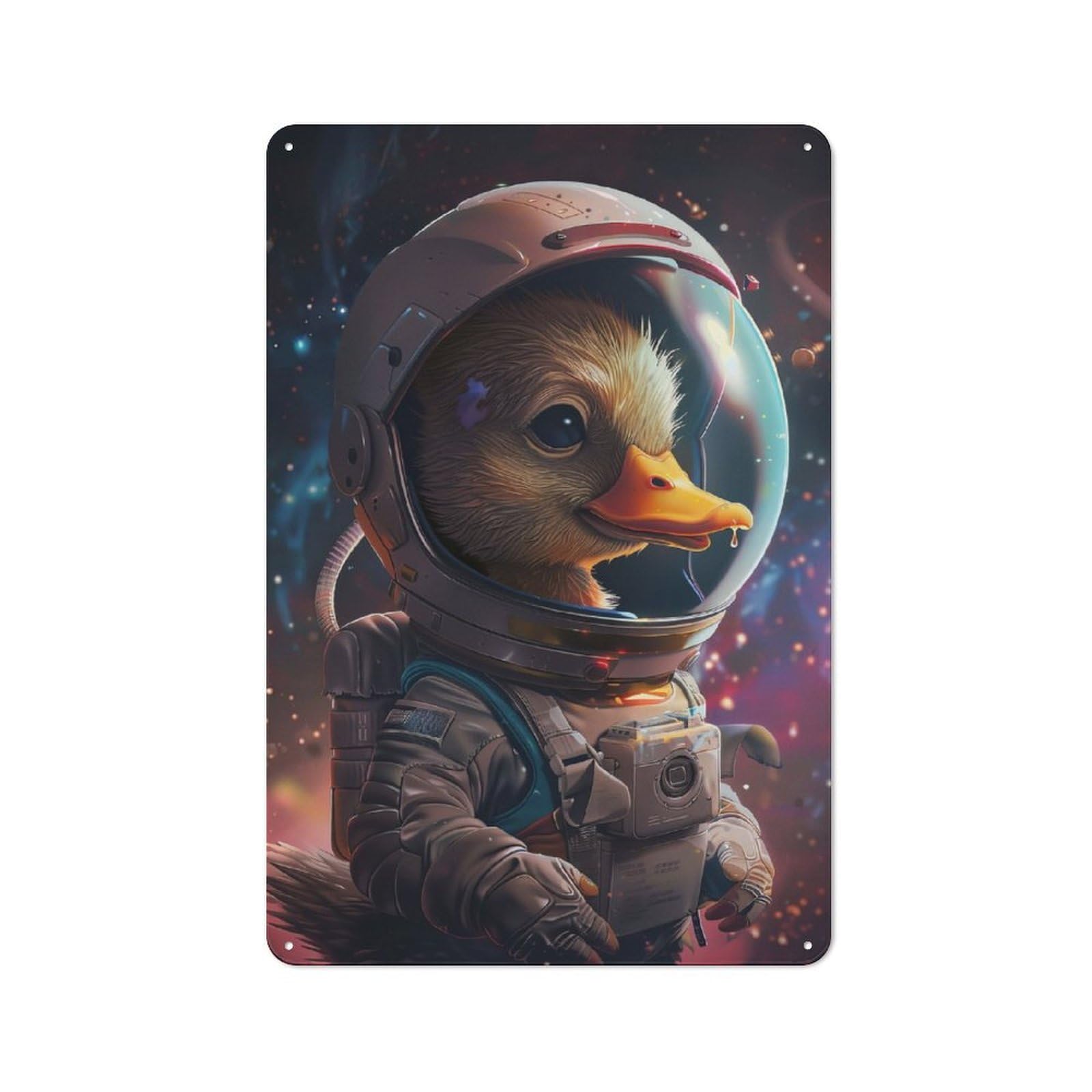 Junmoney Duckling Astronaut 30X20cm Retro Metal Sign With For Man Cave Or Games Room, Tin Sign Wall Decor For Games Rooms And Man Caves