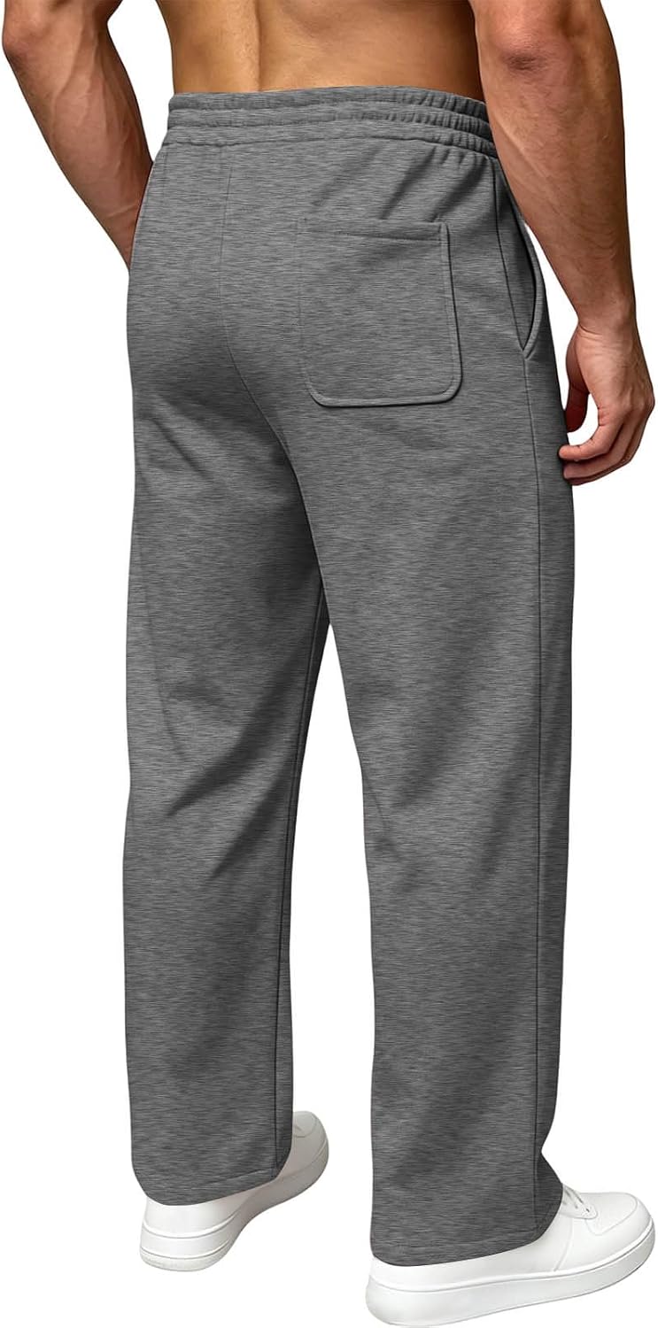 Men's Fleece Lined Straight Leg Sweatpants Workout Lounge Joggers