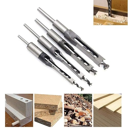 Miniatura 4 de Brocas de taladro cuadrado para carpintería de 14, 516, 38, 12, juego de cinceles de mortaje de madera, 4 piezas para accesorios de prensa de taladro