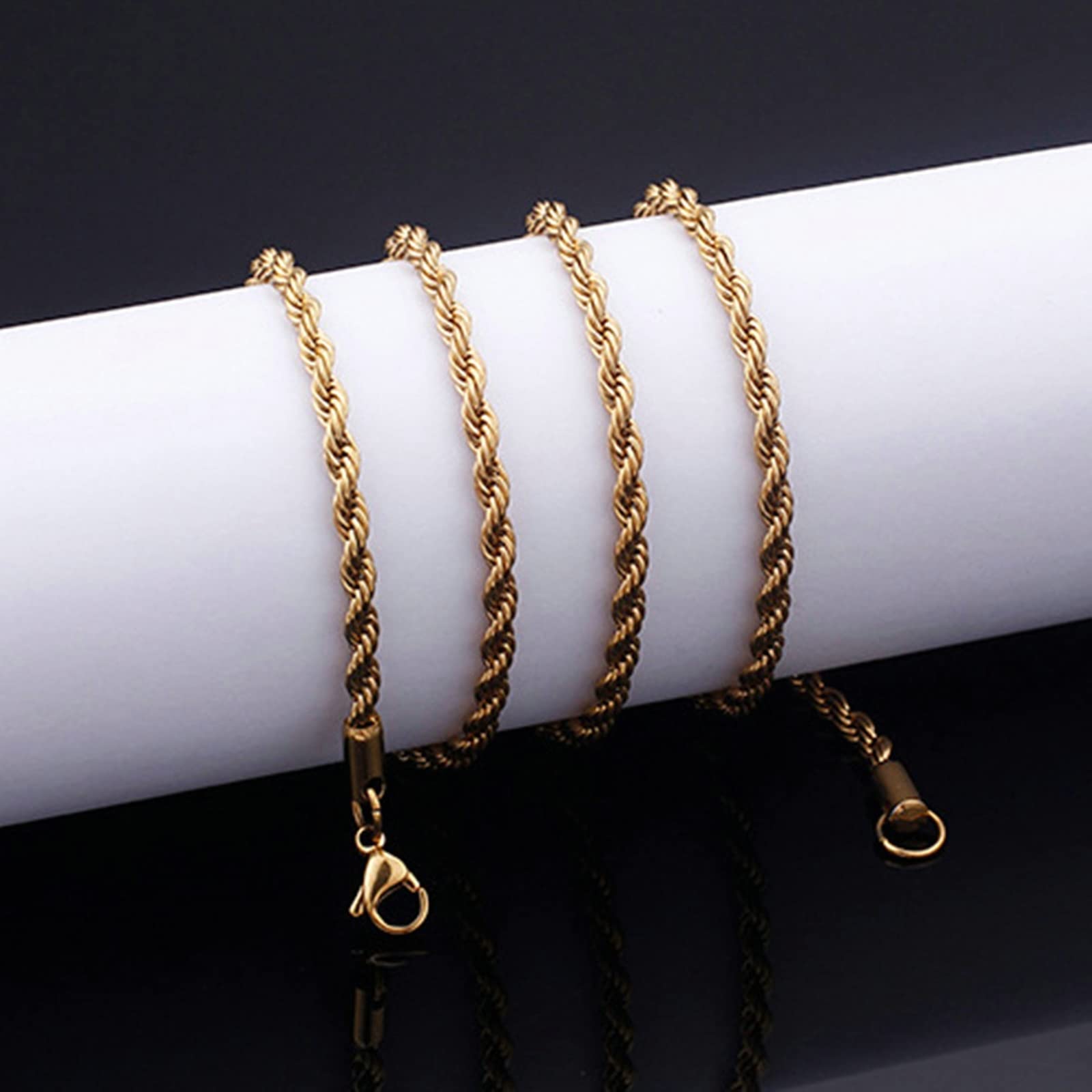 FLXHHX 30-45cm Ringe, Armbänder, Ohrringe und andere Juweliere für Männer aus geschliffenem Stahlringe mit Gold/Silber/Black-Tupelreifen (2.4-4.7mm)