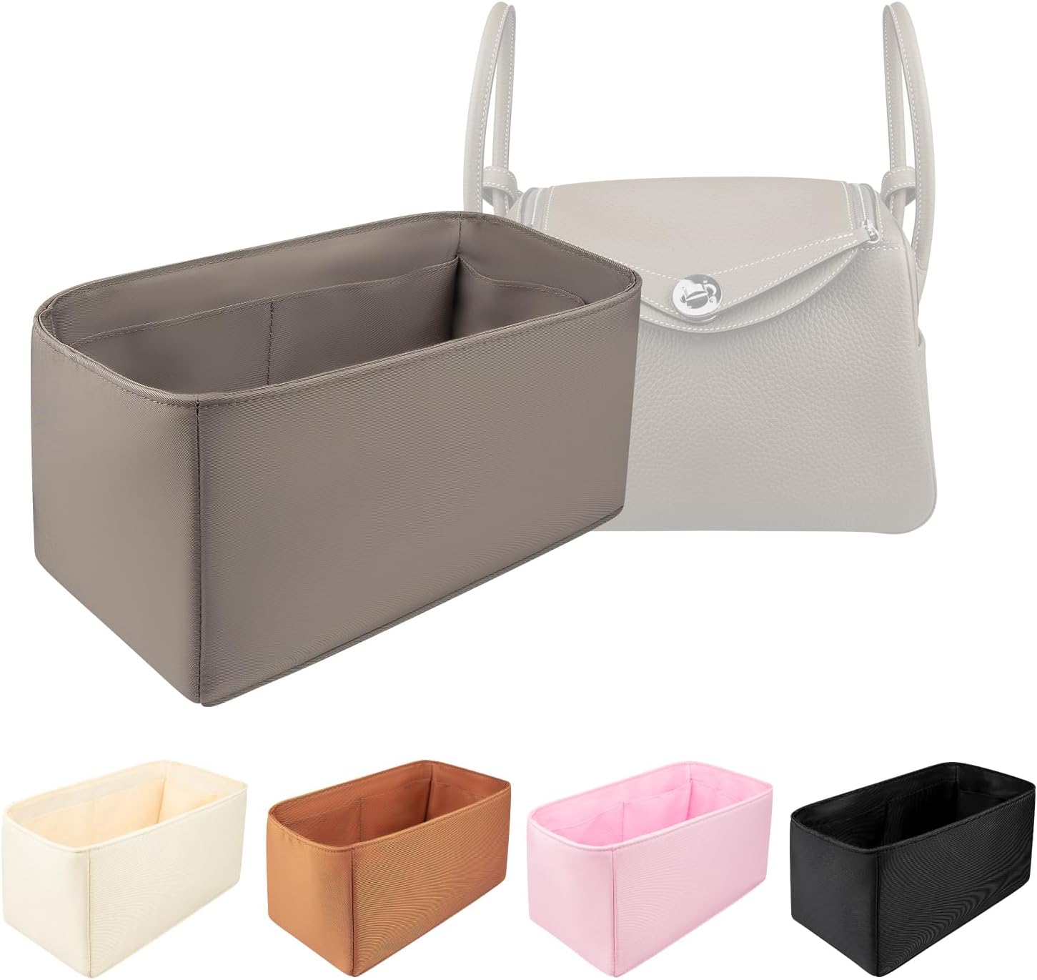 Organizer Insert for Lindy 19/26/30/34/45, Nylon Inner Bag Organiser(Size: LD26, Color: Etoupe Grey)