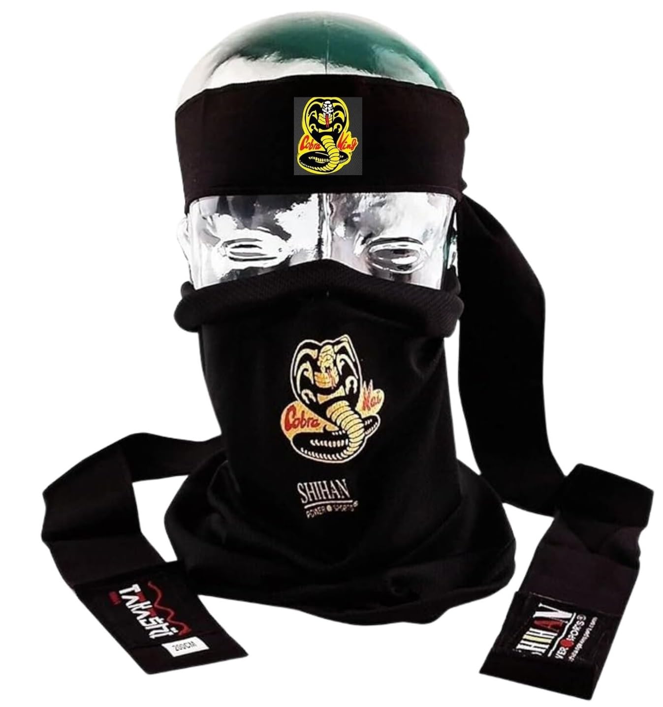 SHIHAN POWER SPORTS Ninja Mask Cobra King Snake SET Half Mask SENIOR & Headband COMBO The Karate Kids